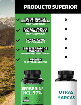 Berberine HCL 97% Beyond Vitamins con berberina de 60 cápsulas