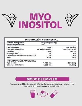 MYO Inositol y colágeno hidrolizado Beyond Vitamins de 180 cápsulas