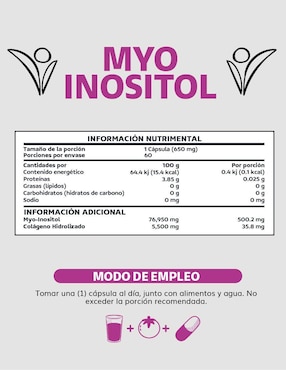 MYO Inositol y colágeno hidrolizado Beyond Vitamins de 60 cápsulas