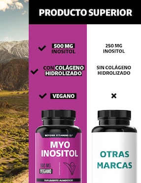 MYO Inositol y colágeno hidrolizado Beyond Vitamins de 60 cápsulas