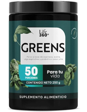 Suplemento Polvo verde con fibra Life360+con arándano 250 g