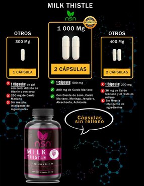 Milk Thistle Nsn con achicoria de 120 cápsulas