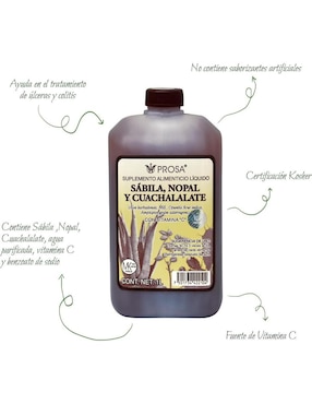 Bebida de Sabila, Nopal y Cuachalalate Prosa sabor natural de 1 l