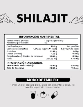 Extracto Premium Shilajit y Raíz de Cúrcuma Beyond Vitamins de 60 cápsulas