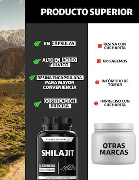 Extracto Premium Shilajit y Raíz de Cúrcuma Beyond Vitamins de 60 cápsulas