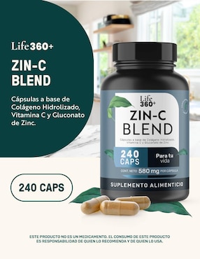 Zinc blend: Zinc + Colágeno Hidrolizado + Vitamina C Life 360+ Life360+