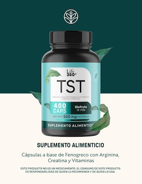 TST: Creatina + Vitaminas + Fenogreco + L-Arginina + Zinc Life 360+ Life360+