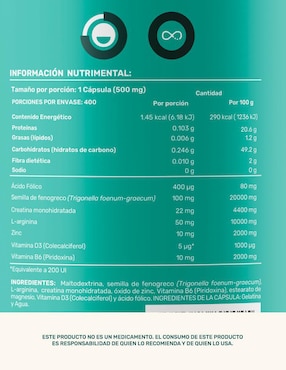TST: Creatina + Vitaminas + Fenogreco + L-Arginina + Zinc Life 360+ Life360+