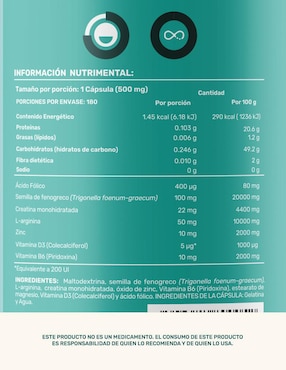 TST: Creatina + Vitaminas + Fenogreco + L-Arginina + Zinc Life 360+ Life360+