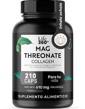Mag threonate: colágeno hidrolizado + L-treonato magnesio Life360+ con magnesio de 210 cápsulas