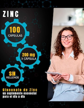 Gluconato de Zinc Natural Smart Nutrition con zinc de 100 cápsulas