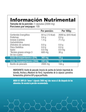 Omega 3 de Salmón de Islandia Salud & Vida Mx sabor original