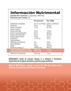 Omega 3 con Vitamina E Salud & Vida Mx sabor original
