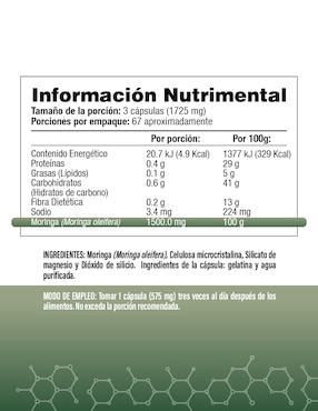 Moringa Salud & Vida Mx de 575 cápsulas