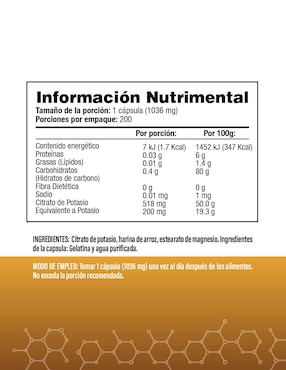 Citrato de Potasio Salud & Vida Mx de 200 cápsulas