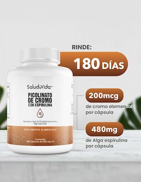 Picolinato de Cromo con Espirulina Salud & Vida Mx de 180 cápsulas