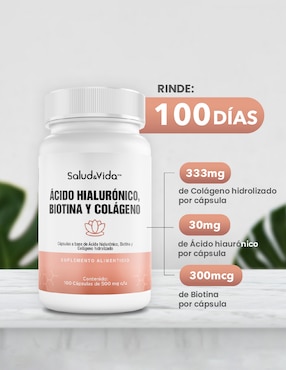 Ácido Hialurónico, Biotina y Colágeno Salud & Vida Mx de 10 cápsulas