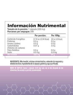 Inositol Puro Salud & Vida Mx de 200 cápsulas