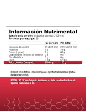 CLA Salud & Vida Mx de 90 cápsulas