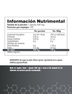 Ajo Negro Salud & Vida Mx de 100 cápsulas