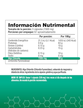 Alga Chlorella Salud & Vida Mx de 200 cápsulas