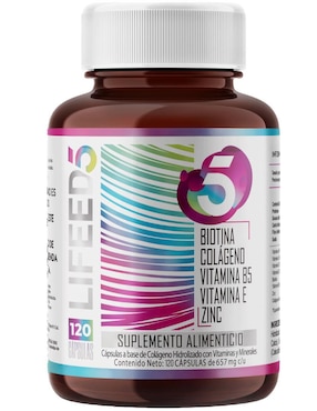 Suplemento Alimenticio 5 En 1 Lifeed5 Con Biotina Y Colágeno 120 Cápsulas