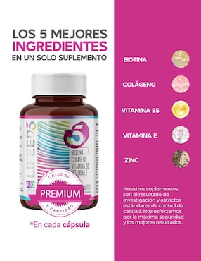 Vitaminas Cabello, Piel y Uñas con Biotina, Colageno Hidrolizado Puro, Vitamina E, Vitamina B5 y Zinc Lifeed5