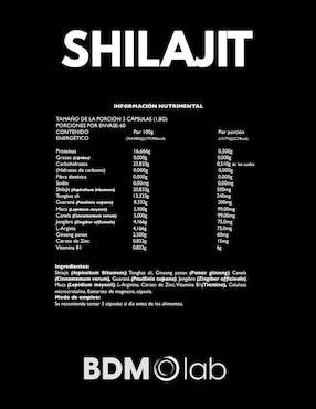 Suplemento Alimenticio Shilajit Himalayan Bdm Lab con shilajit del himalaya de 180 cápsulas