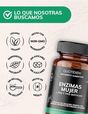 Enzimas Digestivas + Probióticos + Prebióticos (fibras) Quotidien con enzimas digestivas