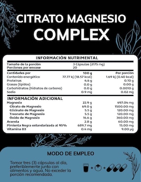 Citrato Magnesio Complex Quotidien de 60 cápsulas