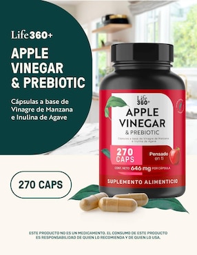 Apple Vinegar & Prebiotic: Cápsulas a base Vinagre de Manzana e inulina de agave Life 360+ Life360+