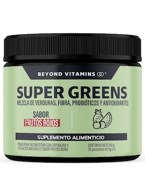 Super Greens, Jugo Verde Con Té Matcha, Espirulina, Té Verde Beyond Vitamins