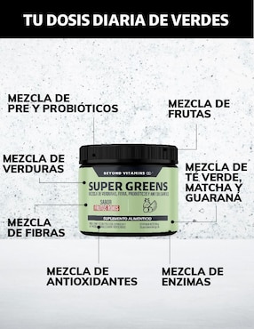 Super Greens, Jugo Verde con Té Matcha, Espirulina, Té Verde Beyond Vitamins