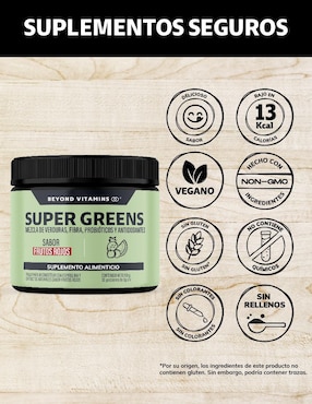 Super Greens, Jugo Verde con Té Matcha, Espirulina, Té Verde Beyond Vitamins