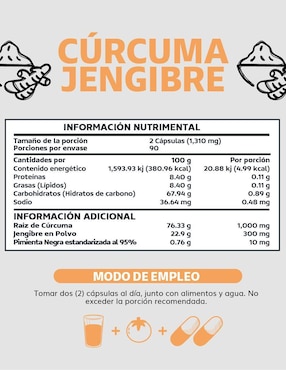 Cúrcuma, Jengibre con Pimienta Negra Beyond Vitamins con piperina de 160 g