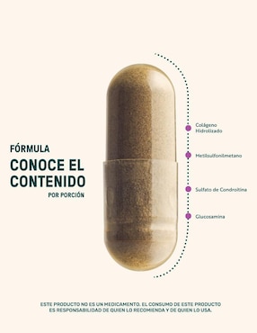 Jnts Blend: MSM Metilsulfonilmetano, D-glucosamina, Sulfato de Condroitina Bovina, Colágeno Hidrolizado, Estearato de Magnesio y Dióxido de Silicio Life 360+ Life360+ con metilsulfonilmetano de 240 cápsulas