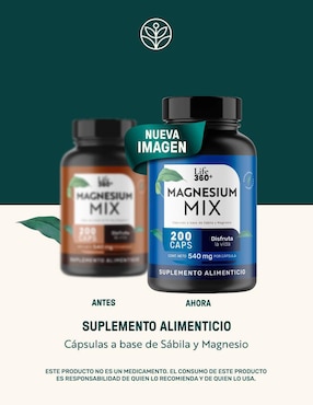 Magnesium mix: aloe vera + magnesio (maltodextrina citrato de magnesio óxido de magnesio gluconato de magnesiogluconato de magnesio) life 360+ life360+ con magnesio de 200 cápsulas