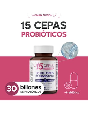 Probióticos Woman Edition 30 Billones y 15 Cepas + Prebióticos 60 Cápsulas Megabiotic