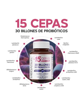 Probióticos Woman Edition 30 Billones y 15 Cepas + Prebióticos 60 Cápsulas Megabiotic
