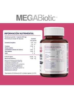 Probióticos Woman Edition 30 Billones y 15 Cepas + Prebióticos 60 Cápsulas Megabiotic