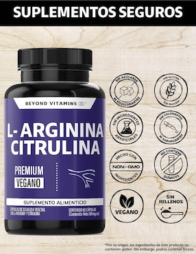 L-Arginina, Citrulina, Beta Alanina y Cafeína Beyond Vitamins de 60 cápsulas