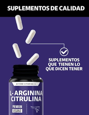 L-Arginina, Citrulina, Beta Alanina y Cafeína Beyond Vitamins de 60 cápsulas