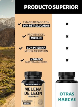 Hongo Melena de León Pimienta Negra Beyond Vitamins de 60 cápsulas