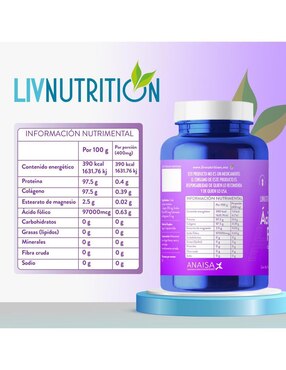 Ácido Fólico Liv Nutrition con colágeno de 60 cápsulas