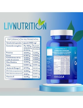 Omega 3 Liv Nutrition de 60 cápsulas