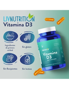 Vitamina D3 Liv Nutrition de 60 cápsulas