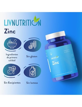 Zinc Liv Nutrition de 60 cápsulas