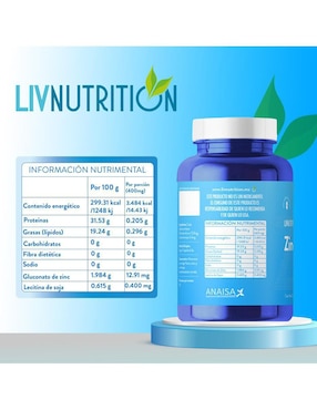 Zinc Liv Nutrition de 60 cápsulas