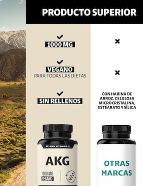 AKG Ácido Alfa Cetoglutárico Beyond Vitamins de 60 cápsulas