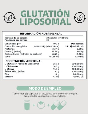 L-Glutation Liposomal Beyond Vitamins de 60 cápsulas